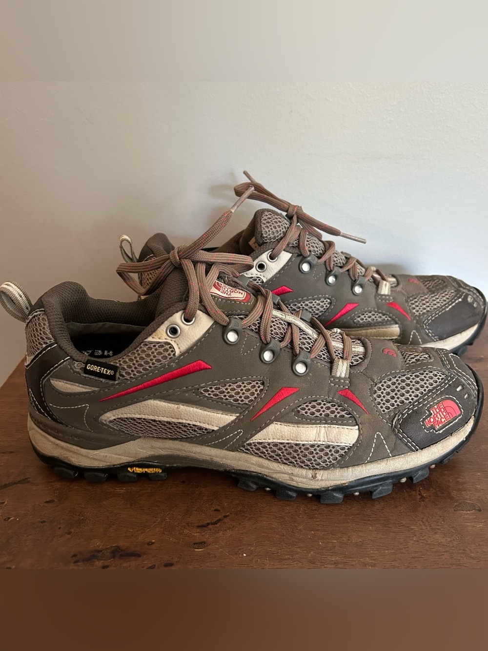 The North Face Women's Trail Shoes in Brown with Red Accents